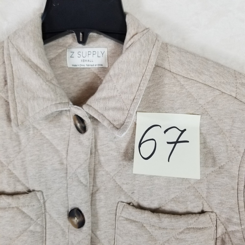 Z Supply Quilted Shirt Jacket Oatmeal Heather Grey Shacket ZJ223884E Womens XS - Picture 7 of 7